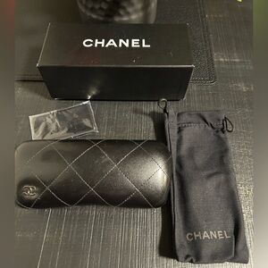 Chanel Black Eyeglass Box, Lens cloth, Eyeglass Case and Pouch